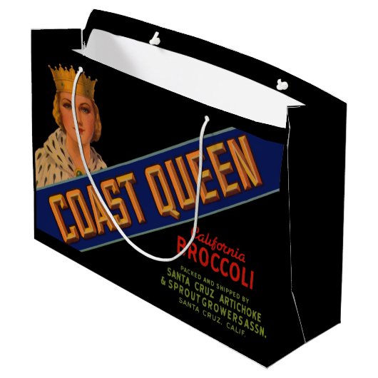 Coast Queen broccoli crate label 1930 Groot Cadeauzakje (Achterkant Gekanteld)