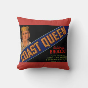 Coast Queen broccoli crate label 1930 Kussen