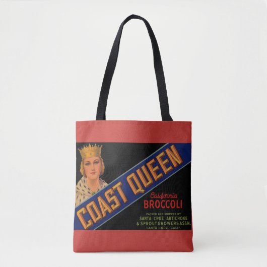 Coast Queen broccoli crate label 1930 Tote Bag (Voorkant)