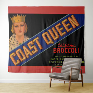 Coast Queen broccoli crate label 1930 Wandkleed