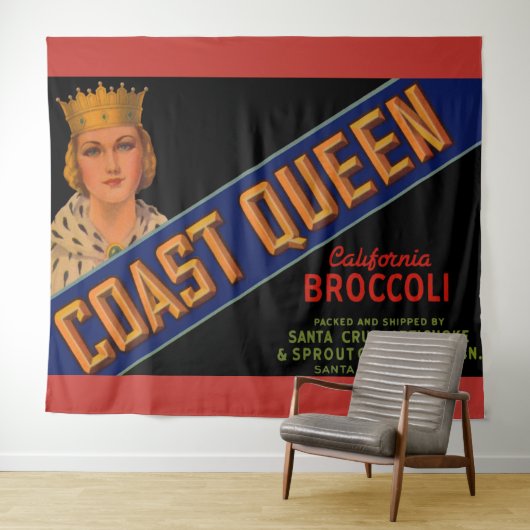 Coast Queen broccoli crate label 1930 Wandkleed (In Situ (horizontaal))