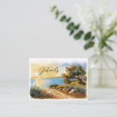 Coast Watercolor Sunset Mediterranean Details Informatiekaartje (Staand voorkant)