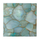 Coastal Aqua Agate Gold Mosaic Tegeltje (Voorkant)