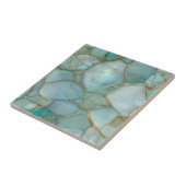 Coastal Aqua Agate Gold Mosaic Tegeltje (Zijkant)