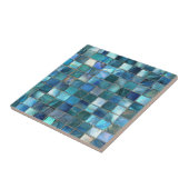 Coastal Aqua Blue Glass Mosaic Tegeltje (Zijkant)