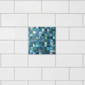 Coastal Aqua Blue Glass Mosaic Tegeltje