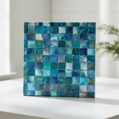 Coastal Aqua Blue Glass Mosaic Tegeltje