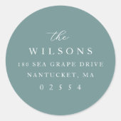 Coastal Aqua Round Retour Address Sticker (Voorkant)