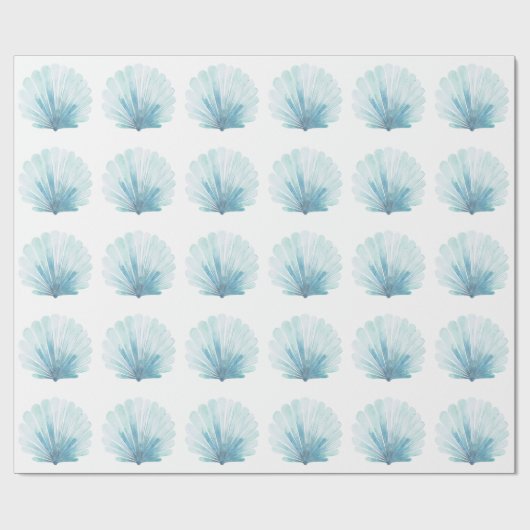 Coastal Aqua Scallop Seashell Cadeaupapier (Vlak)