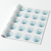 Coastal Aqua Scallop Seashell Cadeaupapier (Uitgerold)