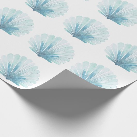 Coastal Aqua Scallop Seashell Cadeaupapier (Hoek)