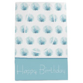 Coastal Aqua Scallop Seashell gepersonaliseerd Medium Cadeauzakje (Voorkant)