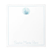 Coastal Aqua Scallop Seashell gepersonaliseerd Notitieblok (Voorkant)