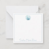Coastal Aqua Scallop Seashell gepersonaliseerd Notitiekaartje (Voorkant)