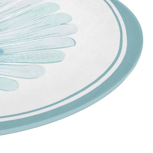 Coastal Aqua Scallop Seashell Snijplank (Hoek)