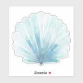 Coastal Aqua Scallop Seashell Sticker (Vel)