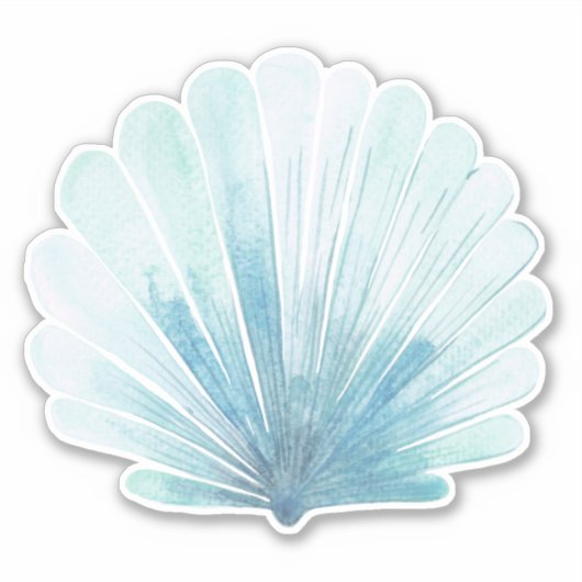 Coastal Aqua Scallop Seashell Sticker (Voorkant)