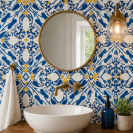 Coastal Arabesque Blue Botanical Mosaic Elegant Tegeltje