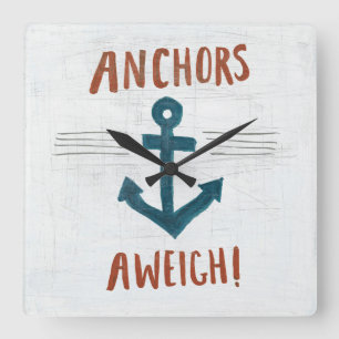 Coastal Art   Anchors Away Vierkante Klok
