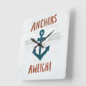Coastal Art | Anchors Away Vierkante Klok (Hoek)