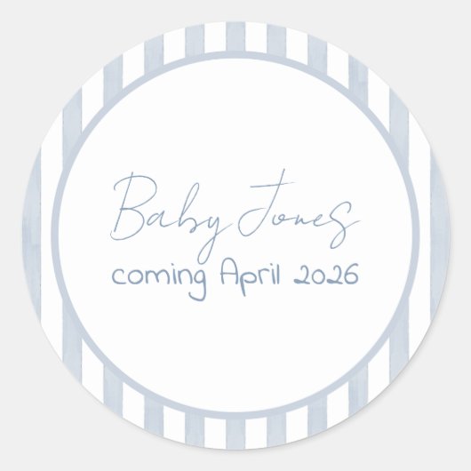 Coastal Baby Ahoy Its a Boy Baby Shower Ronde Sticker (Voorkant)