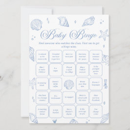 Coastal Baby Shower Find the Guest Bingo Game Card Kaart