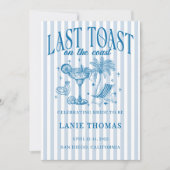 Coastal Bachelorette Cocktailfeest Blauw Kaart (Voorkant)