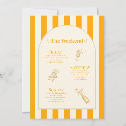 Coastal Bachelorette Invitation/Itinerary - Orange Kaart (Achterkant)