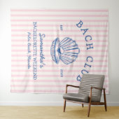 Coastal Bachelorette Party blauw roze bach club Wandkleed (In Situ (horizontaal))