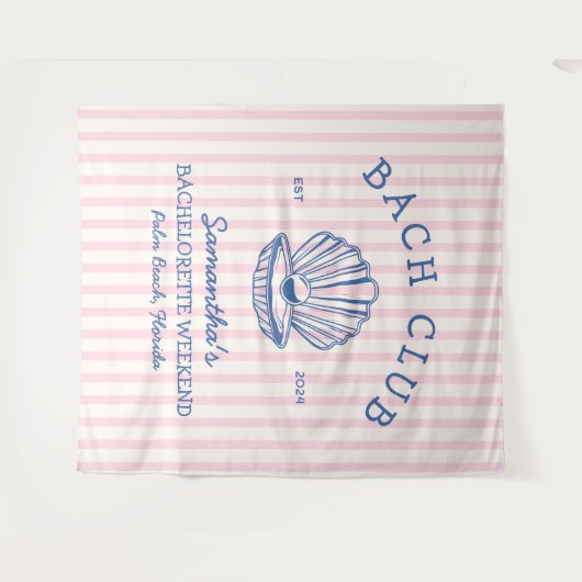 Coastal Bachelorette Party blauw roze bach club Wandkleed (Voorkant (horizontaal))