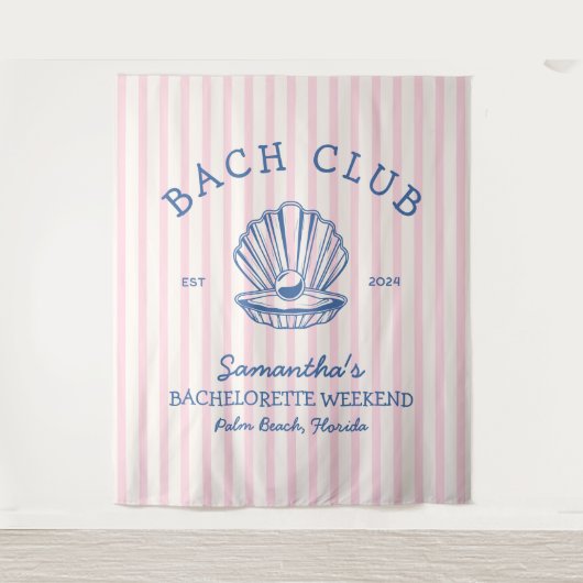 Coastal Bachelorette Party blauw roze bach club Wandkleed (Voorkant)