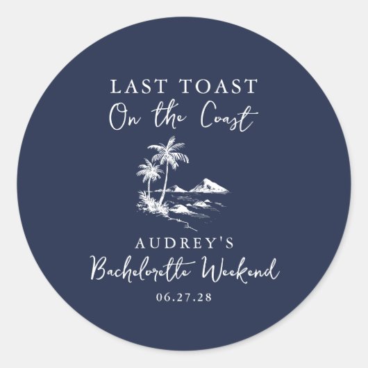 Coastal Bachelorette Party Ronde Sticker (Voorkant)