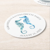 Coastal Bachelorette Party Seahorse Ronde Kartonnen Onderzetter (Gebogen)