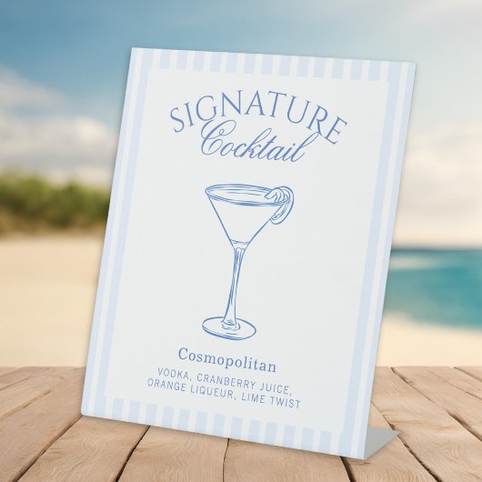 Coastal Bachelorette Signature Cocktail Reclamebord Met Voetstuk