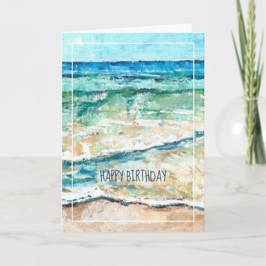 Coastal Beach Abstract Painted Art Happy Birthday Kaart (Voorkant)
