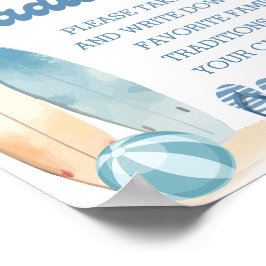 Coastal Beach Baby shower Familietradities Poster (Hoek)
