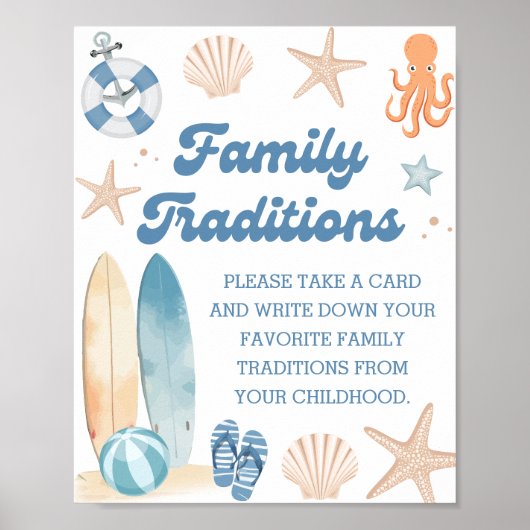 Coastal Beach Baby shower Familietradities Poster (Voorkant)