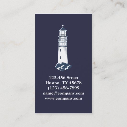 Coastal Beach Blue Boating Nautische Vuurtoren Visitekaartje (Achterkant)