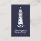 Coastal Beach Blue Boating Nautische Vuurtoren Visitekaartje (Voorkant)