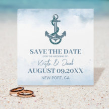 Coastal Beach Blue Nautical Wedding Bewaar de datu