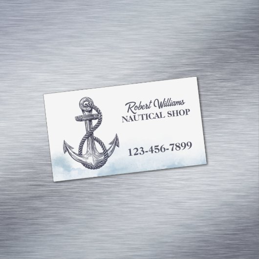 Coastal Beach Blue Yacht Boat Ship Anker Nautisch Magnetisch Visitekaartje (Voorbeeld)