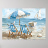 Coastal Beach Chairs Coastal Wall Art | Poster (Voorkant)
