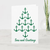 Coastal Beach Christmas Nautical Anchor Tree Feestdagen Kaart (Voorkant)