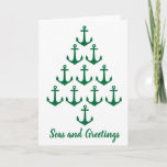 Coastal Beach Christmas Nautical Anchor Tree Feestdagen Kaart<br><div class="desc">Coastal beach Christmas tree made with anchors. It is currently green,  however you can change it to another color such as navy blue. Click on the Customize button,  then use the background color palette to select another color.</div>