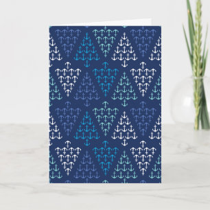Coastal Beach Christmas Nautical Anchor Tree Feestdagen Kaart