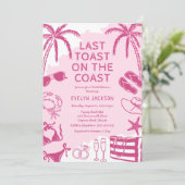 Coastal Beach Doodle Vrijgezellenfeest Kaart (Staand voorkant)