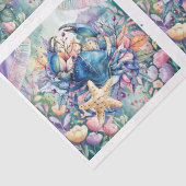 Coastal Beach Floral Blue Crab & Shells Decoupage  Tissuepapier (Detail)