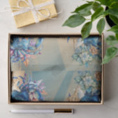 Coastal Beach Floral Blue Crab & Shells Decoupage  Tissuepapier (Geschenk)