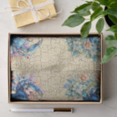 Coastal Beach Floral Blue Crab & Shells Decoupage  Tissuepapier (Geschenk)