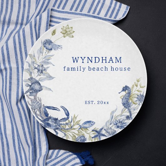 Coastal Beach House Marine Life gepersonaliseerd. Snijplank